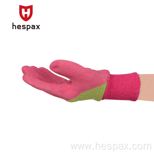 Hespax Protective Hand Gloves Crinckle Latex Kids Gardening